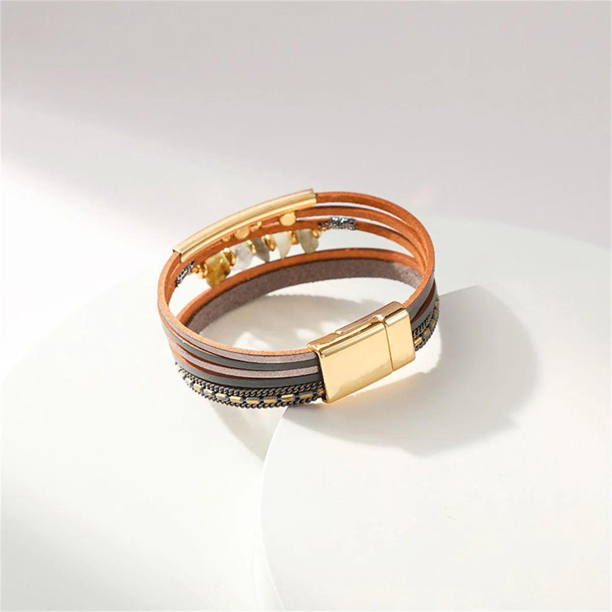 Gray & Purple Resin 18K Gold-Plated Layered Bracelet
