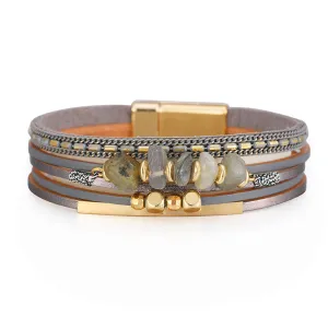 Gray & Purple Resin 18K Gold-Plated Layered Bracelet