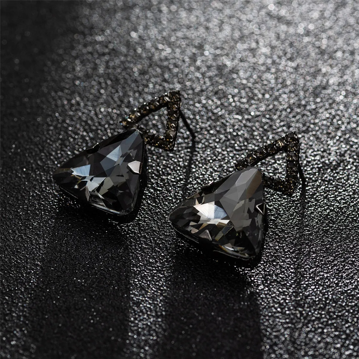 Gray & Rhodium-Plated Triangle Drop Earrings