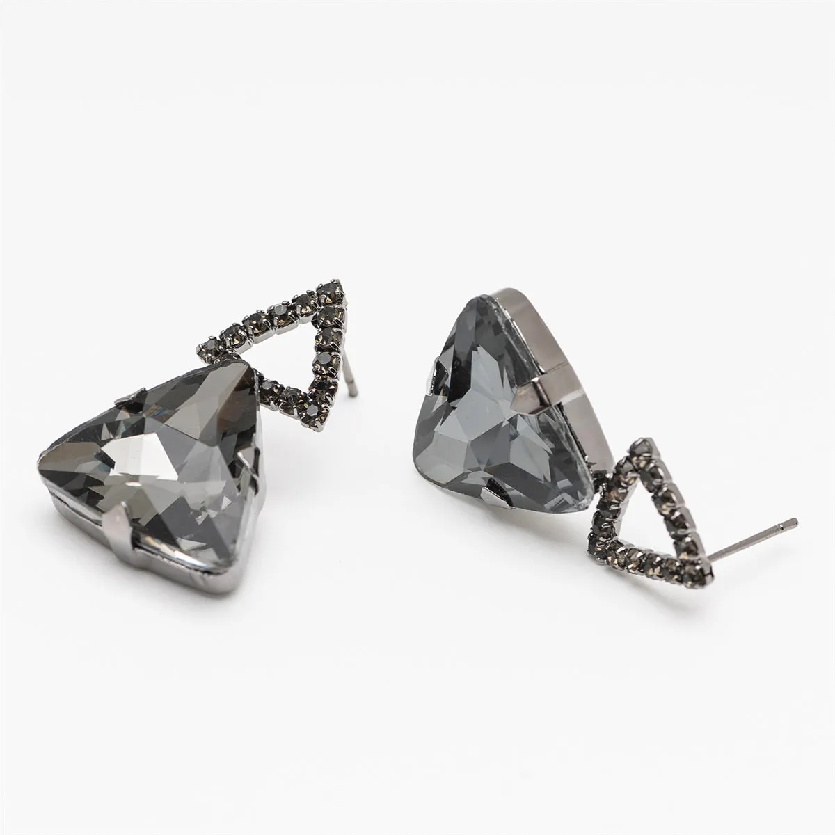 Gray & Rhodium-Plated Triangle Drop Earrings