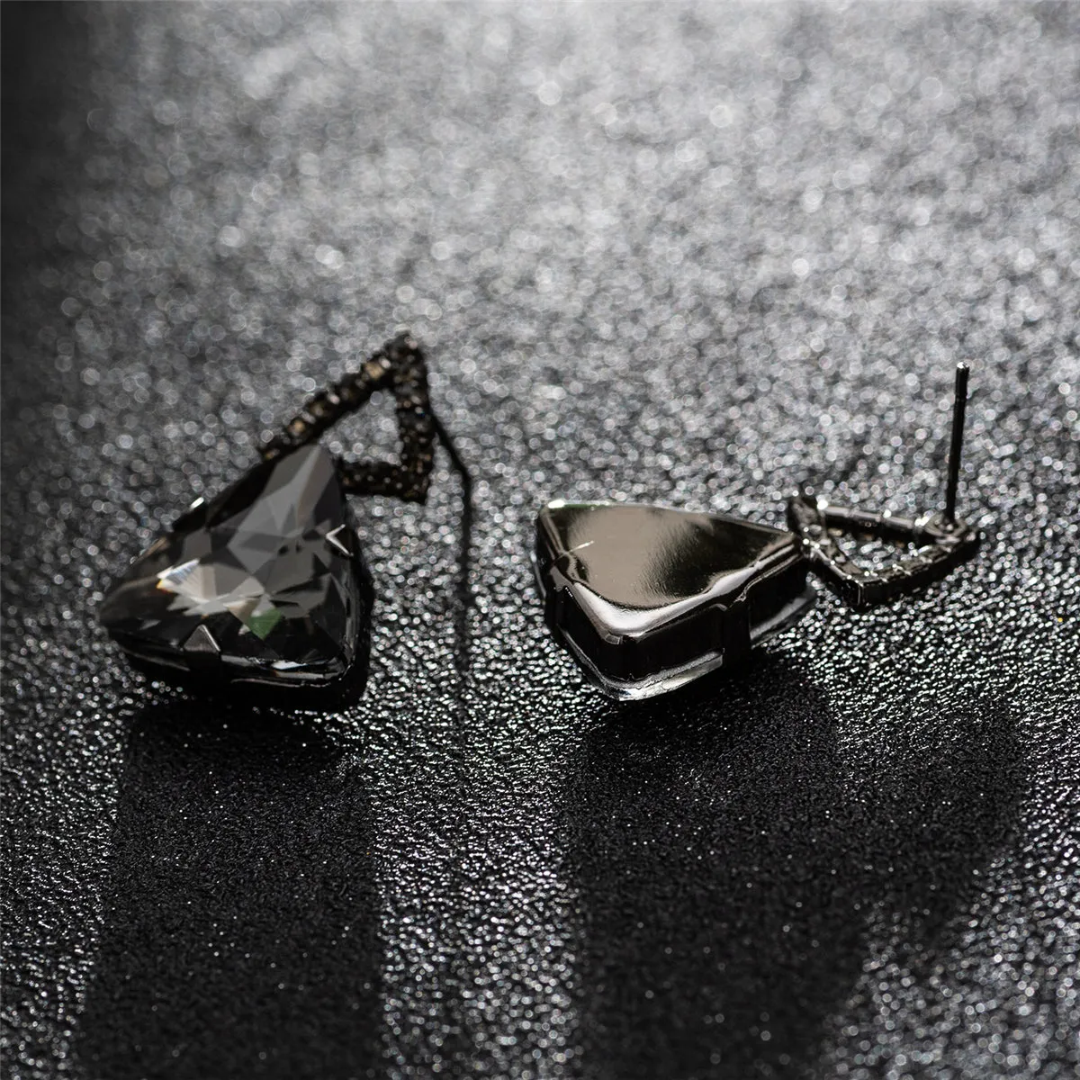 Gray & Rhodium-Plated Triangle Drop Earrings