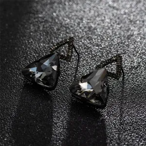 Gray & Rhodium-Plated Triangle Drop Earrings