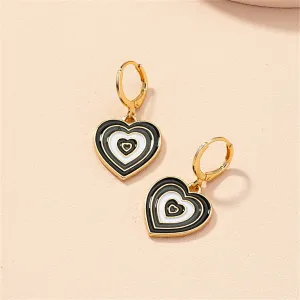 Green & White Enamel 18K Gold-Plated Halo Heart Drop Earrings