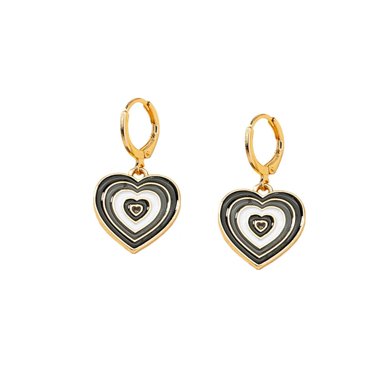 Green & White Enamel 18K Gold-Plated Halo Heart Drop Earrings