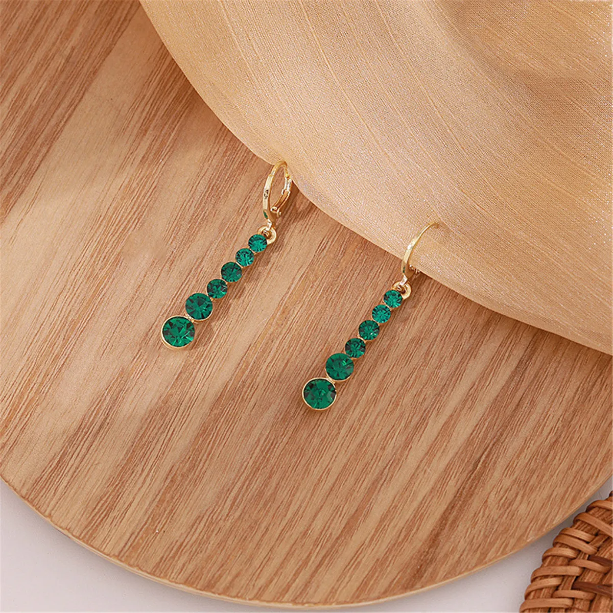Green Crystal & 18K Gold-Plated Bar Drop Earrings
