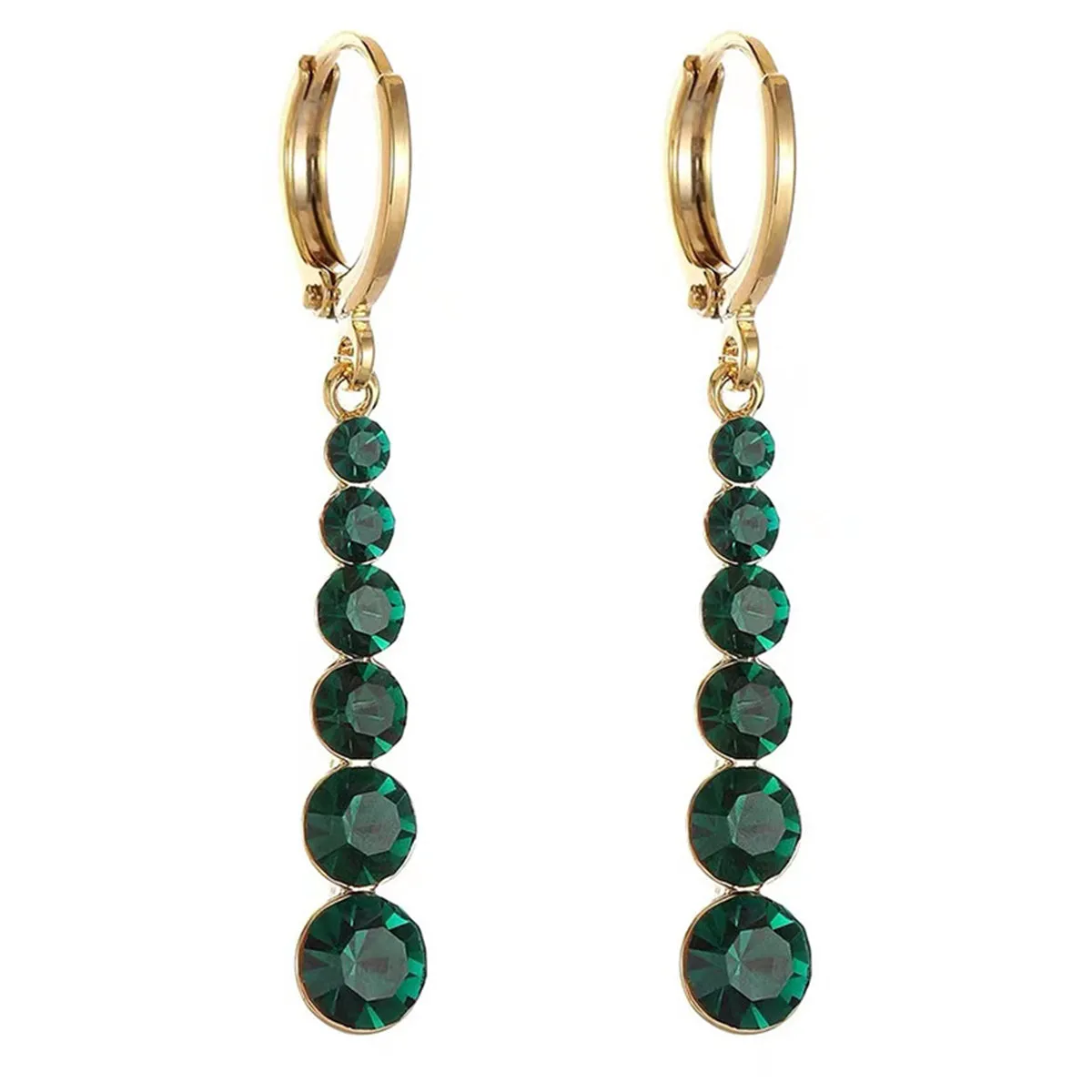 Green Crystal & 18K Gold-Plated Bar Drop Earrings