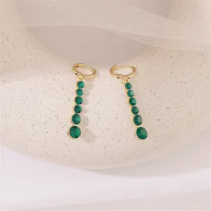 Green Crystal & 18K Gold-Plated Bar Drop Earrings