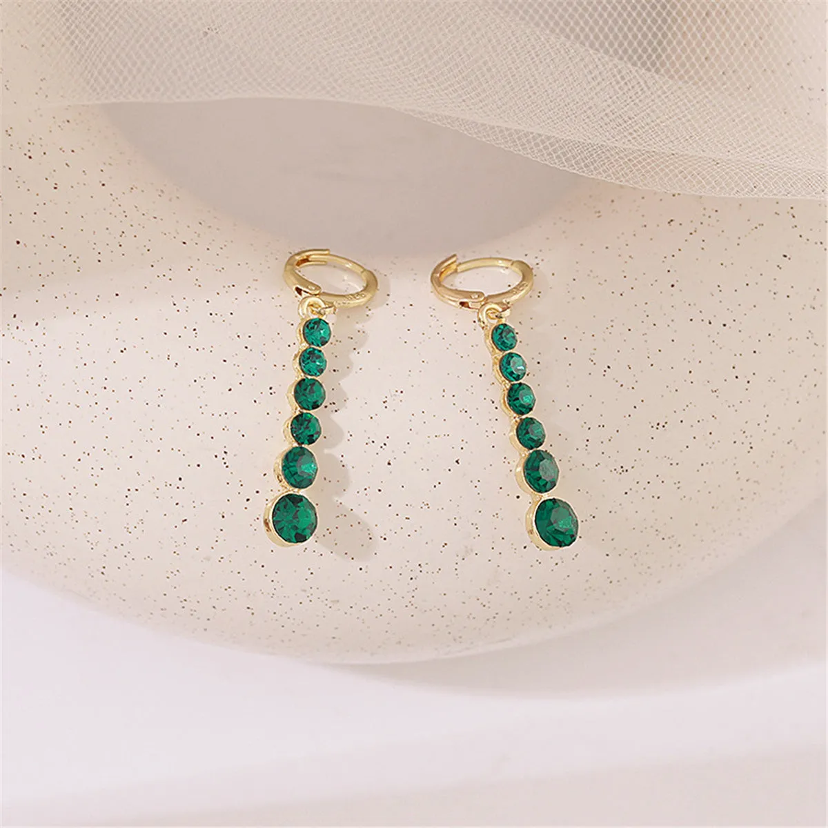 Green Crystal & 18K Gold-Plated Bar Drop Earrings
