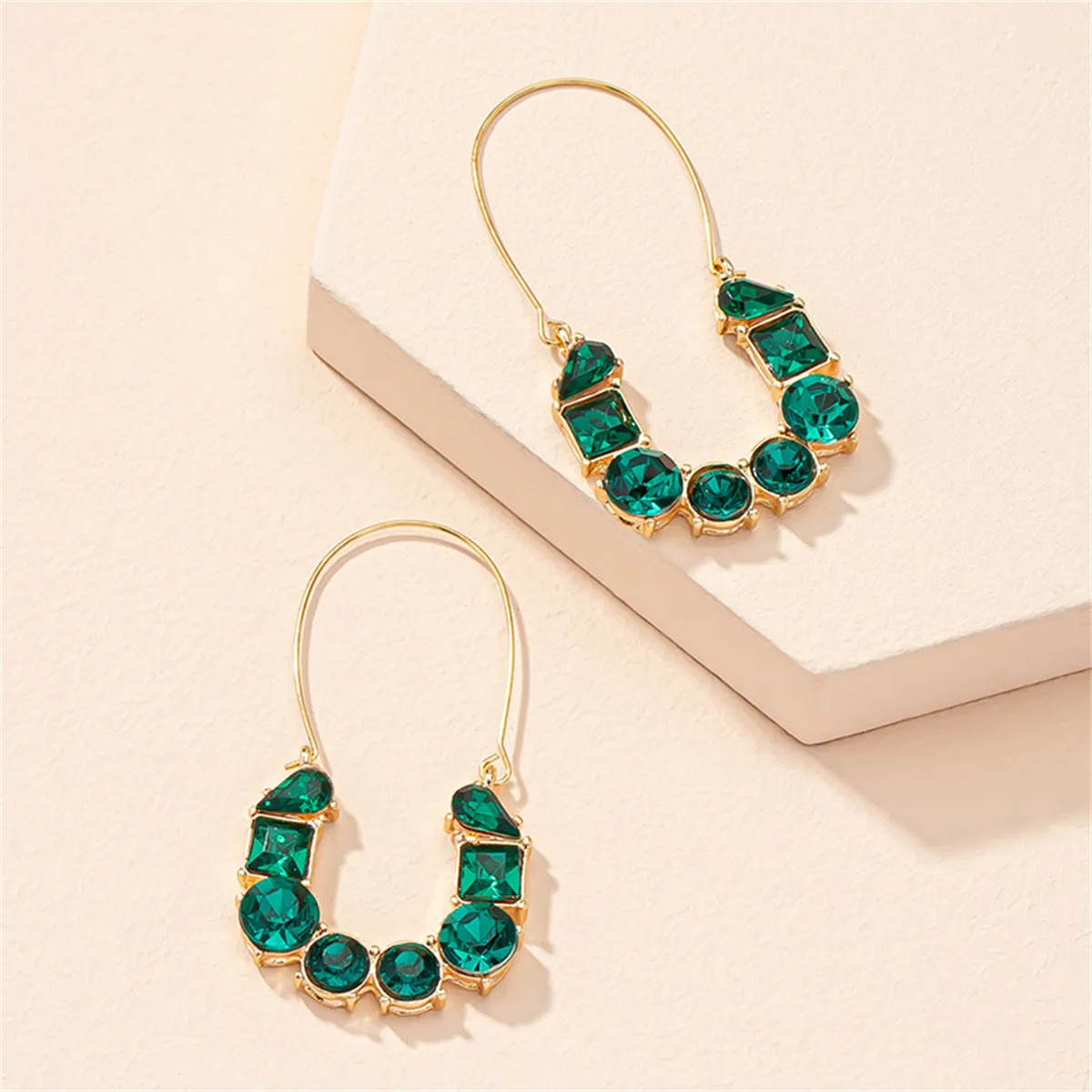 Green Crystal & 18K Gold-Plated Drop Earrings