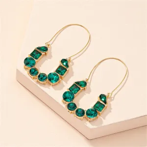 Green Crystal & 18K Gold-Plated Drop Earrings