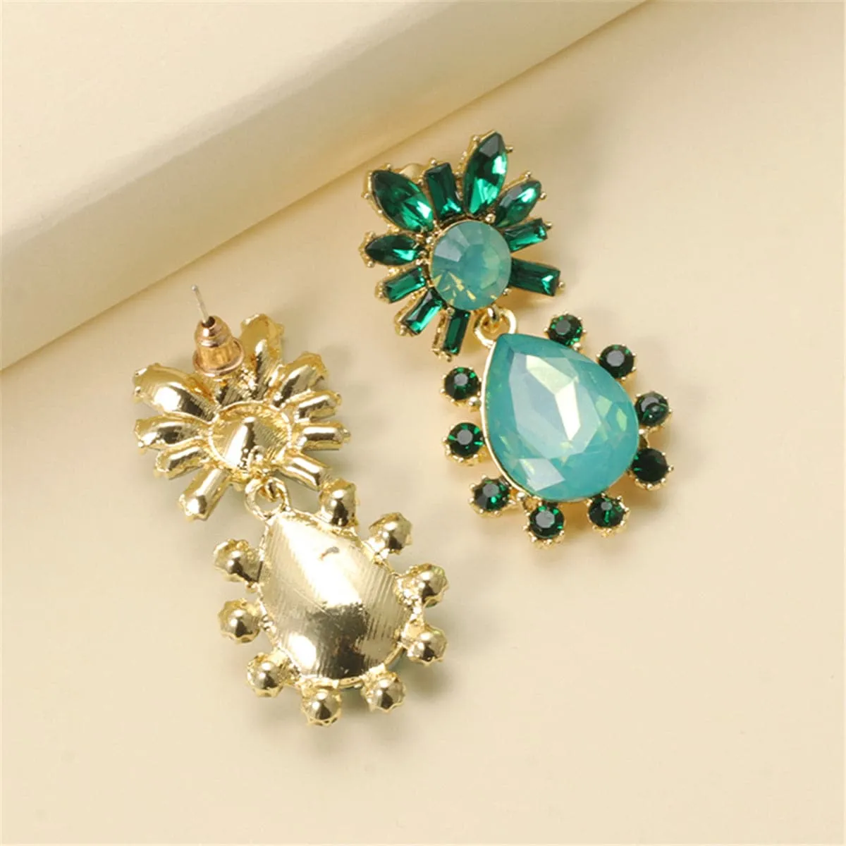 Green Crystal & Cubic Zirconia 18K Gold-Plated Botany Drop Earrings