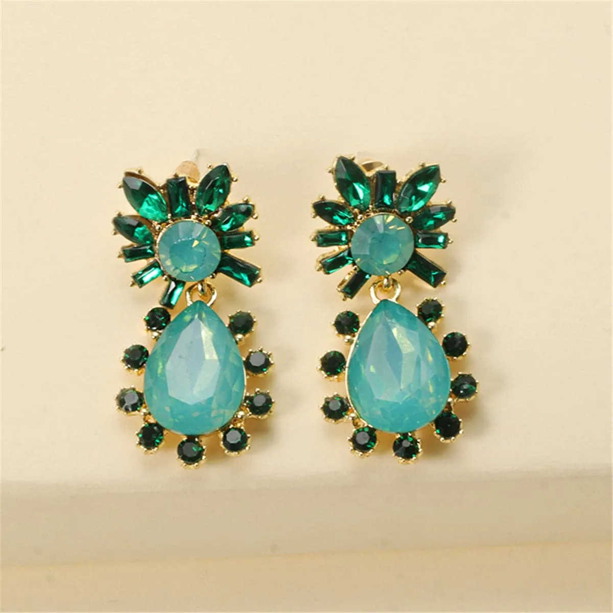 Green Crystal & Cubic Zirconia 18K Gold-Plated Botany Drop Earrings