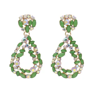 Green Crystal & Cubic Zirconia 18K Gold-Plated Teardrop Earrings