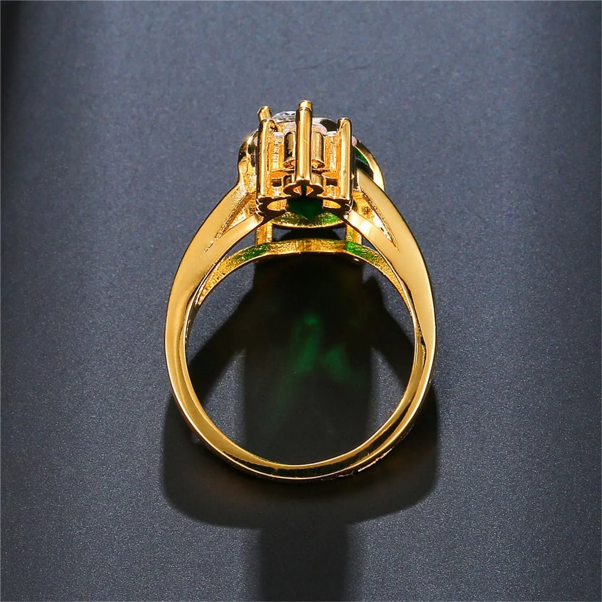 Green Crystal & Cubic Zirconia Oval-Cut Ring