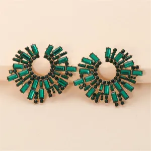 Green Cubic Zirconia & 18K Gold-Plated Hola Round Stud Earrings