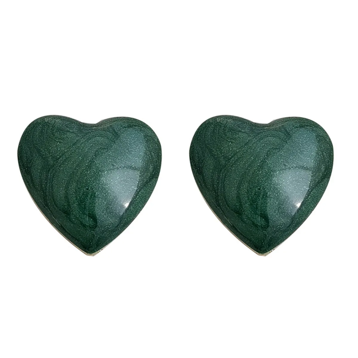 Green Enamel & 18K Gold-Plated Heart Stud Earrings