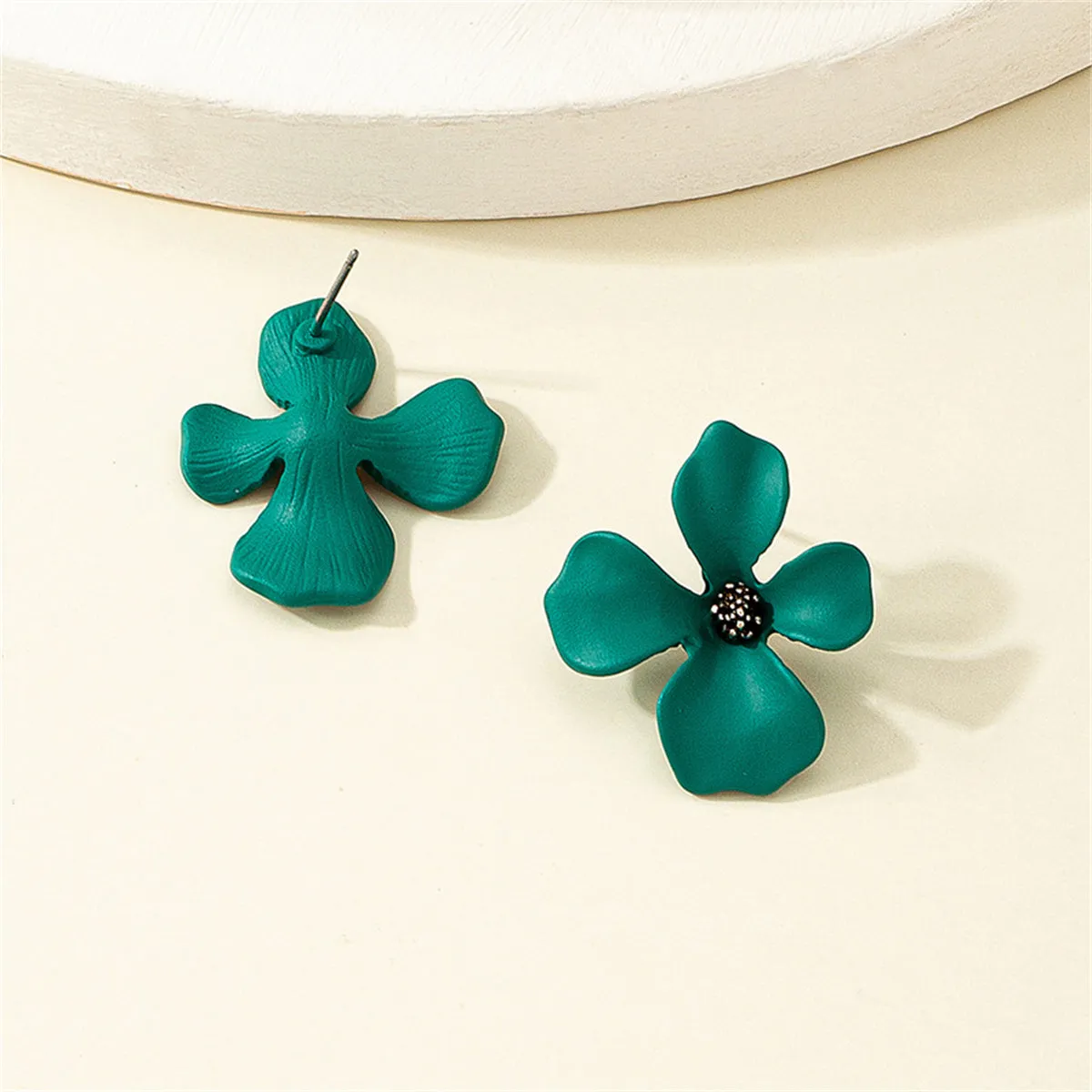 Green Floral Stud Earrings