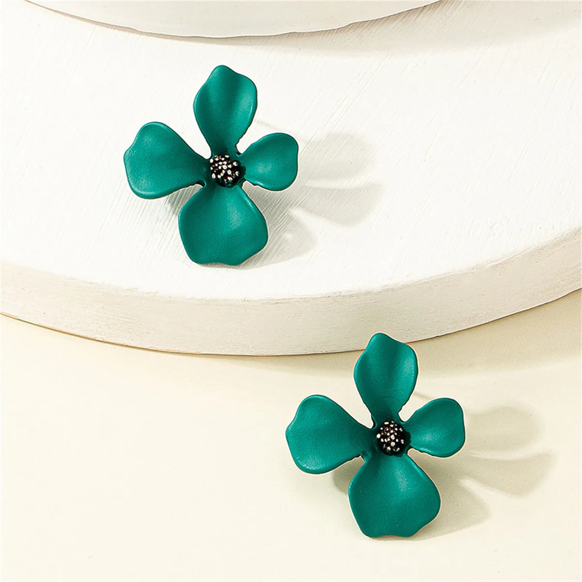 Green Floral Stud Earrings