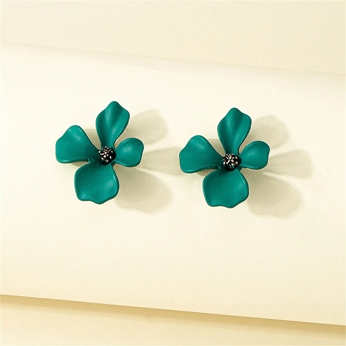 Green Floral Stud Earrings