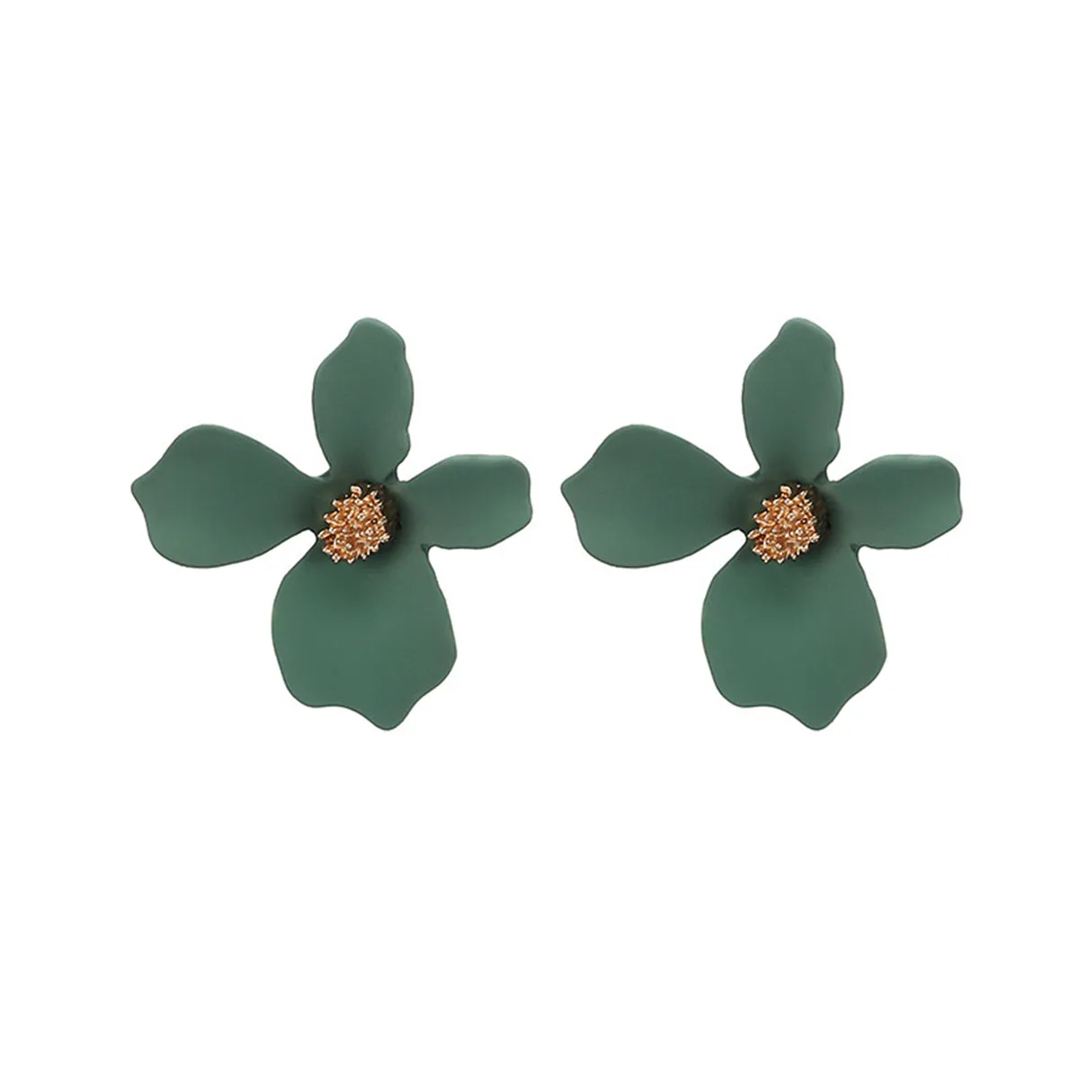 Green Floral Stud Earrings