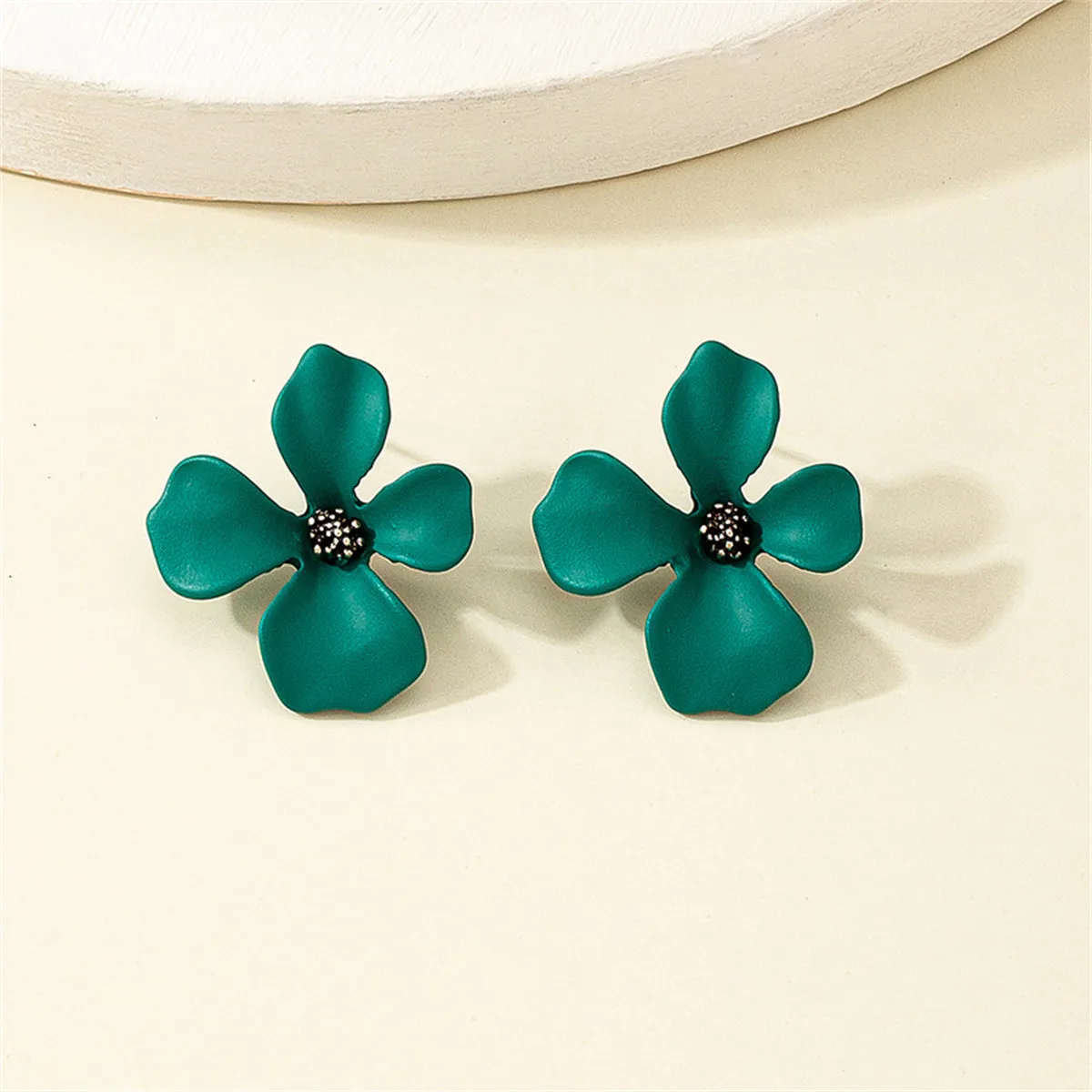 Green Floral Stud Earrings