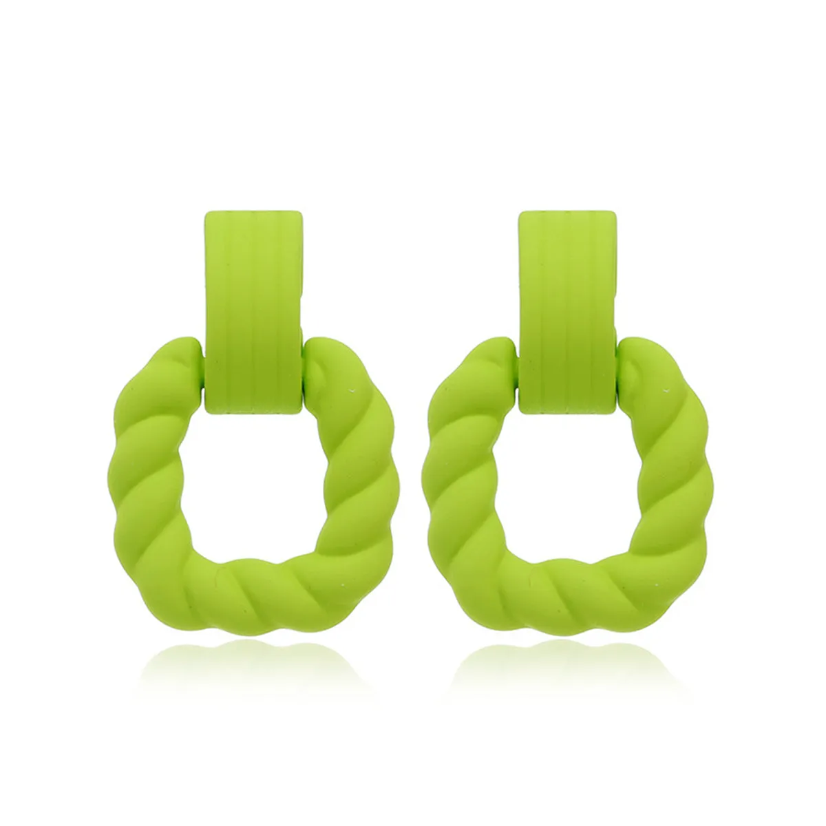Green Resin & Silver-Plated Twine Square Drop Earrings