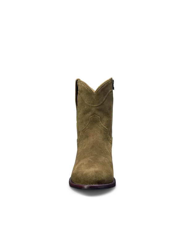 Green Suede Leather Barstow Slip On Zipper Western Cowboy Boots - Cowboy Boots