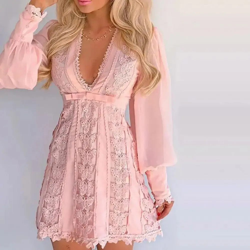 Guadalupe® | Vibrant Lace Dress With Lantern Sleeves