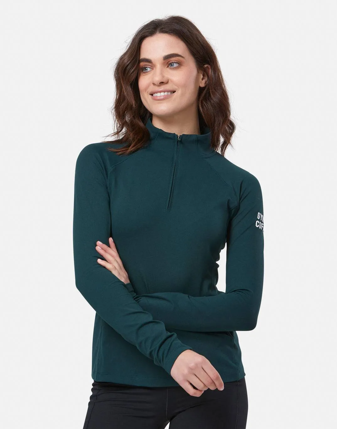 Gym Coffee Relentless 1/4 Zip (Womens)  - Moss Green