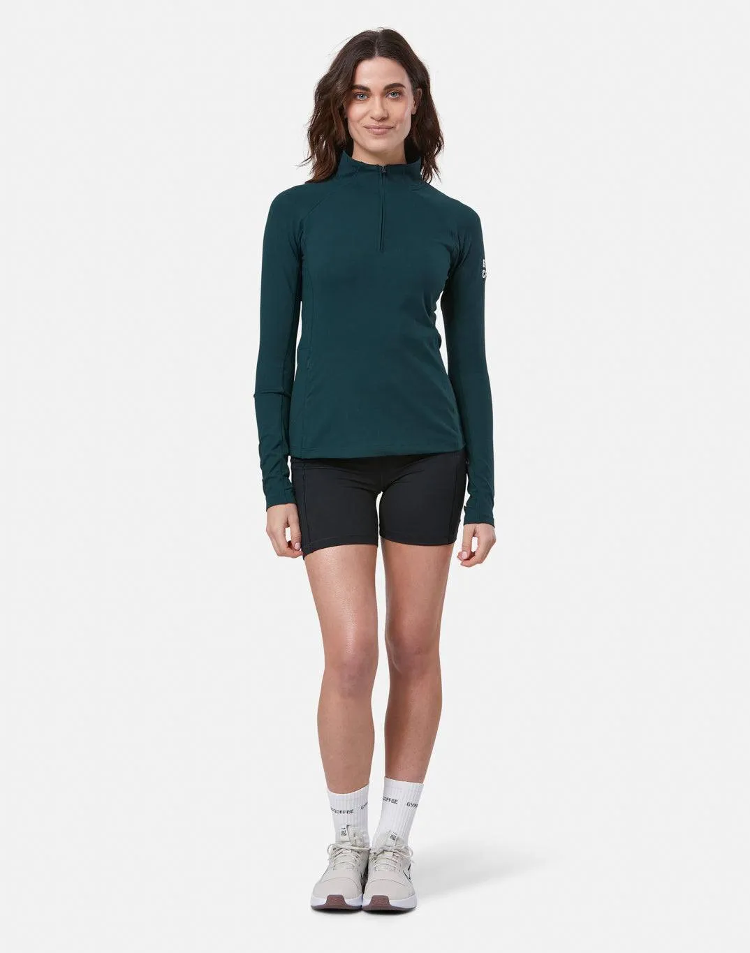 Gym Coffee Relentless 1/4 Zip (Womens)  - Moss Green