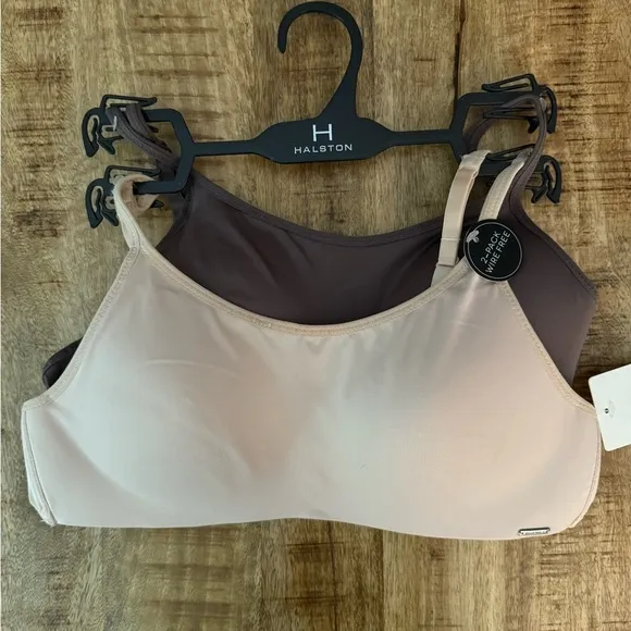 H by Halston Women's Intimates bra 2 pack Set Brown and Beige- cami bra 36C