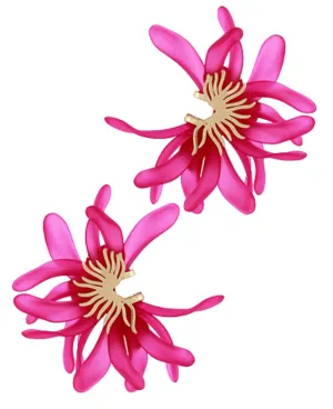 Half Flower Earrings - Pink & Gold