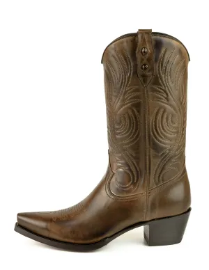 Handmade Women's Cowboy Country Western Boots Leather 2536 Brown