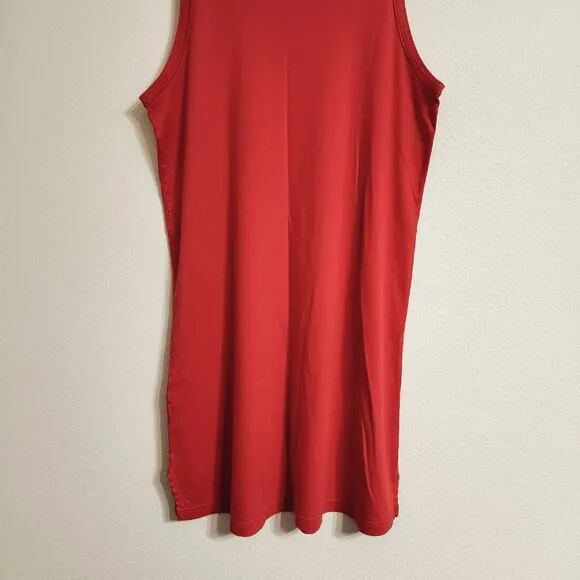 Hanro Women's V Neck Tank Dress Sleep Lounge Terracotta Color Slit Sz XS Cotton
