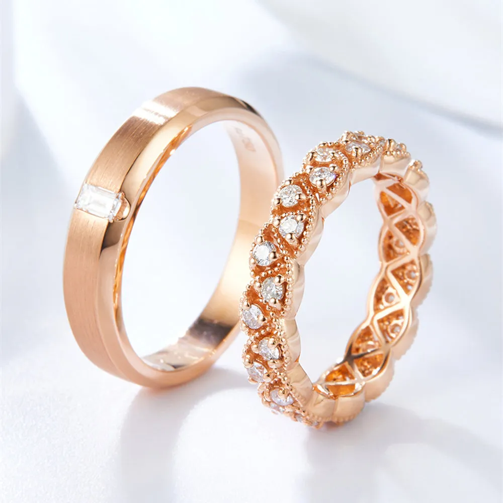 His and Hers Wedding Eternity Diamond Ring Set