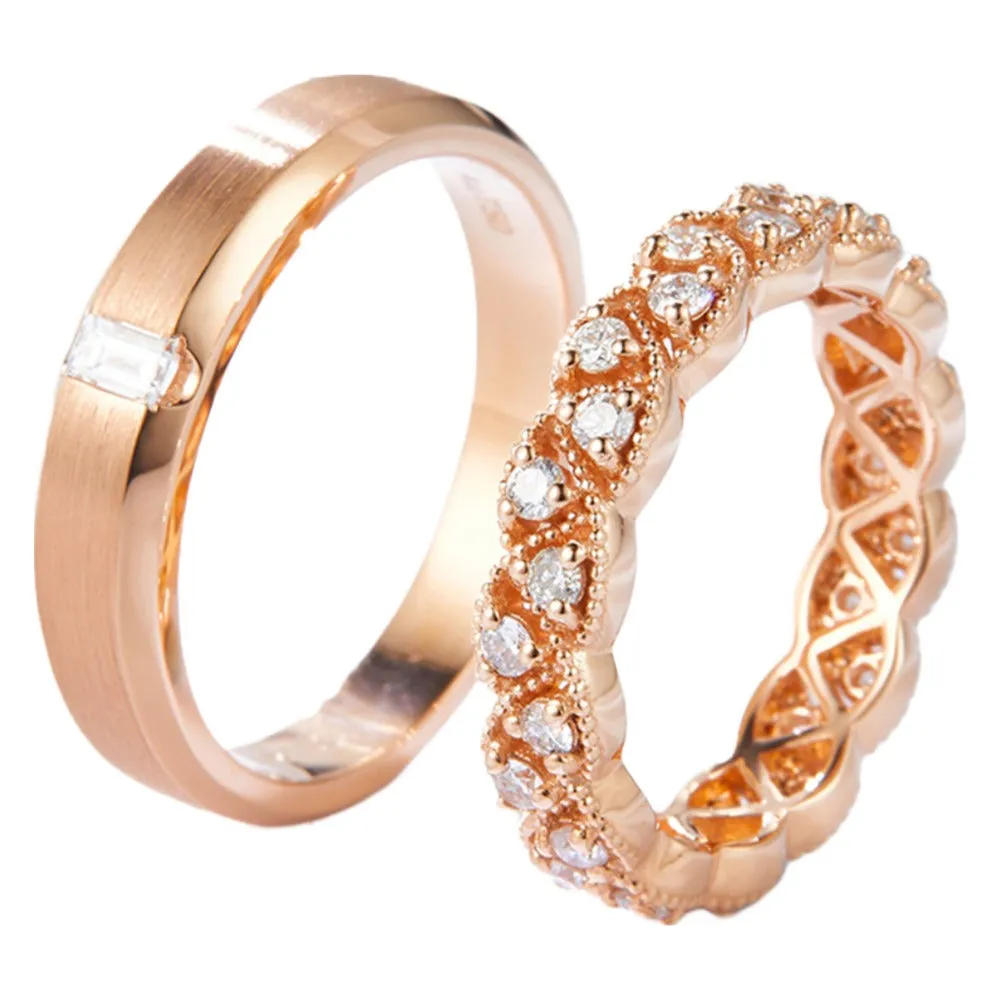 His and Hers Wedding Eternity Diamond Ring Set