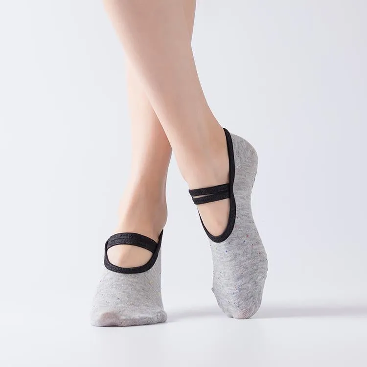 HJ Non-Slip Ballet Round Head Backless Bandage Yoga Socks