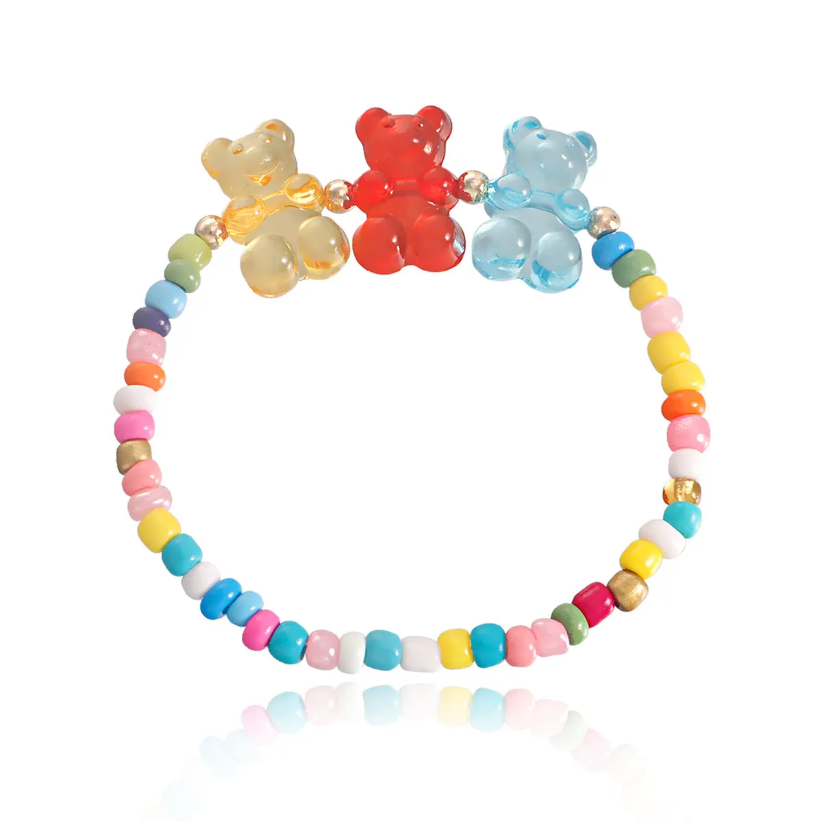 Howlite & Multicolor Resin Bears Stretch Bracelet