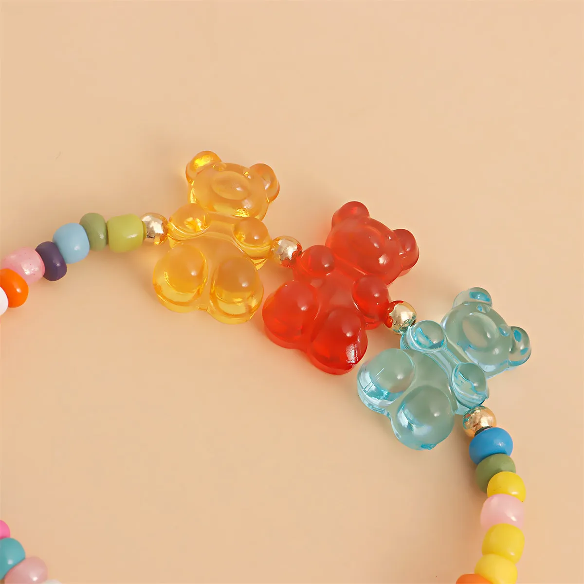 Howlite & Multicolor Resin Bears Stretch Bracelet