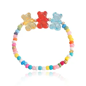 Howlite & Multicolor Resin Bears Stretch Bracelet