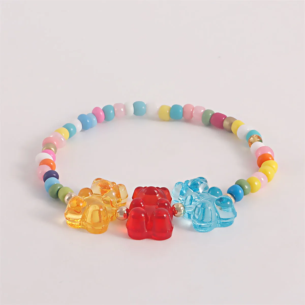 Howlite & Multicolor Resin Bears Stretch Bracelet