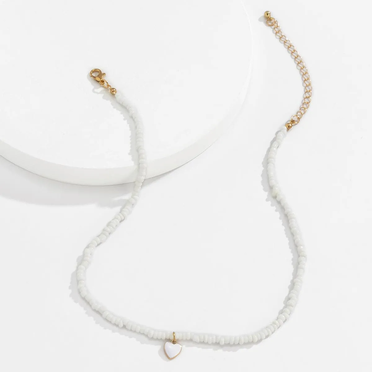 Howlite & White Enamel 18K Gold-Plated Heart Necklace