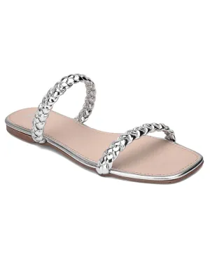 Hydes N Hues Women Silver-Toned Printed Open Toe Flats