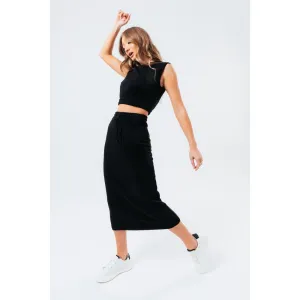 HYPE BLACK SWEAT MIDI SKIRT WOMEN'S LOUNGEWEAR SET