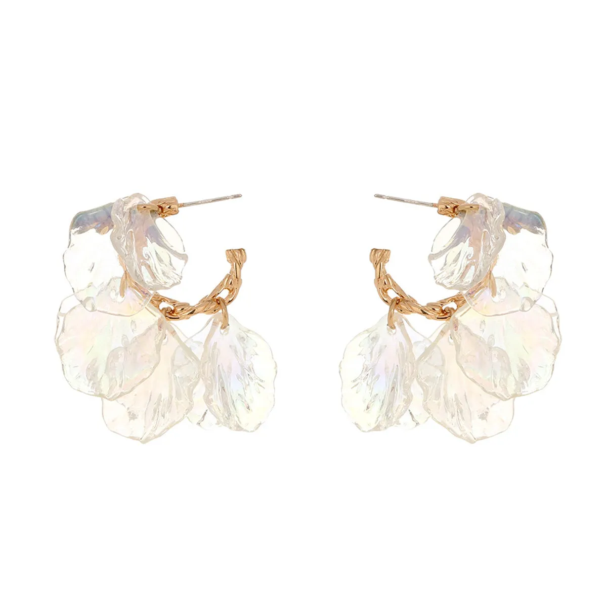 Iridescent & 18K Gold-Plated Petals Huggie Earrings