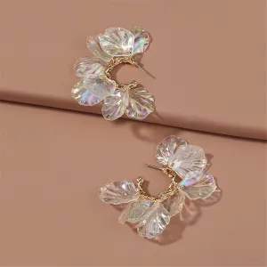 Iridescent & 18K Gold-Plated Petals Huggie Earrings