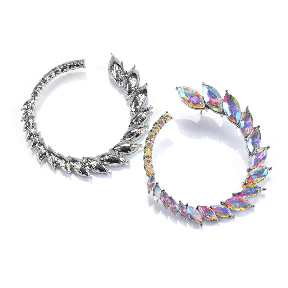 Iridescent Crystal & Cubic Zirconia Open Wreath Stud Earrings