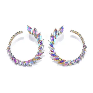 Iridescent Crystal & Cubic Zirconia Open Wreath Stud Earrings
