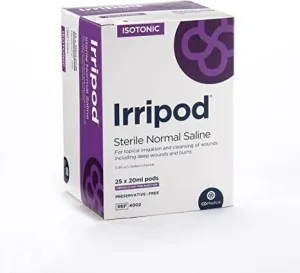 IRRRIPOD sodium chloride 0.9%  (essential at home, emergency wound burns and washing, eye washing) Saline IRRIGATION SOLUTION 25x20ml pods