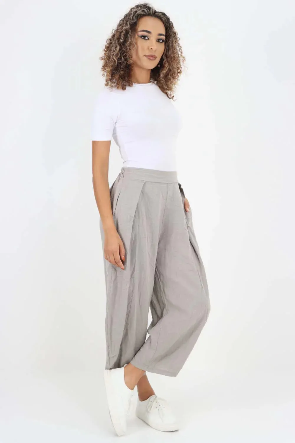 Italian Plain Layered 3/4 Linen Jogger
